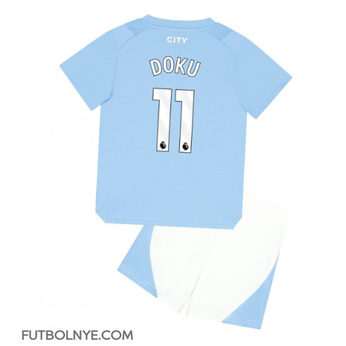 Camiseta Manchester City Jeremy Doku #11 Primera Equipación para niños 2023-24 manga corta (+ pantalones cortos)